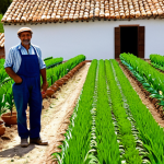 **

"A professional Spanish organic farmer in appropriate attire, standing in a lush, green field with rows of crops. The background shows a traditional Spanish farmhouse with terracotta roof tiles. Safe for work, fully clothed, professional, perfect anatomy, correct proportions, well-formed hands, proper finger count, natural body proportions, high-quality, appropriate content, family-friendly."

**