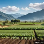 유기농업 자격증 취득 준비 과정 - A vibrant organic farm scene in a Latin American rural setting during daytime, showcasing diverse cr...